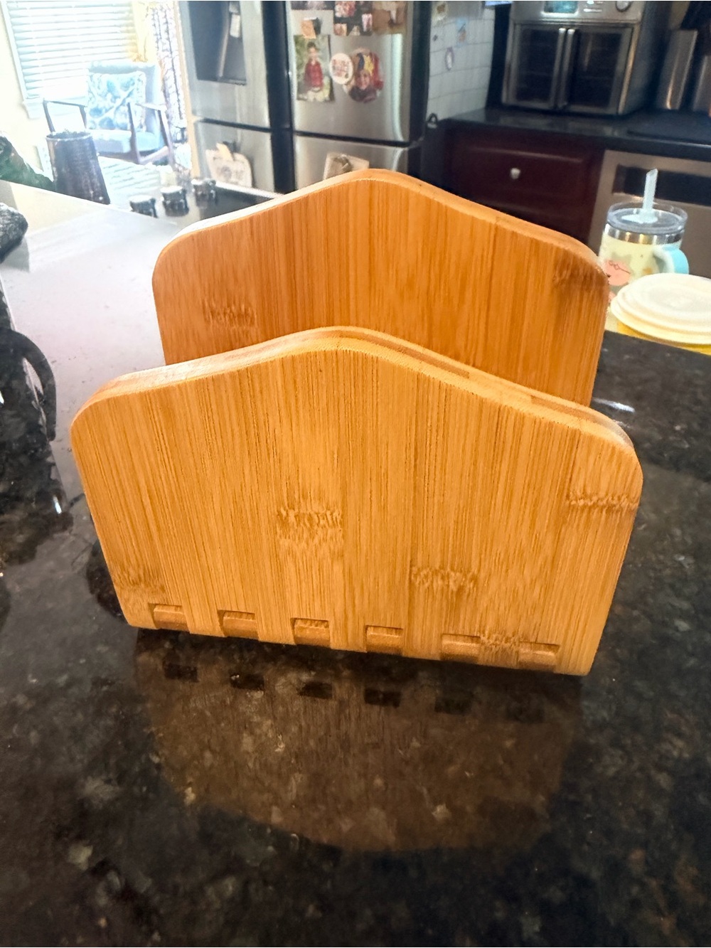 Bamboo Cook Book or Napkin Holder - Natural Wood Finish GUC